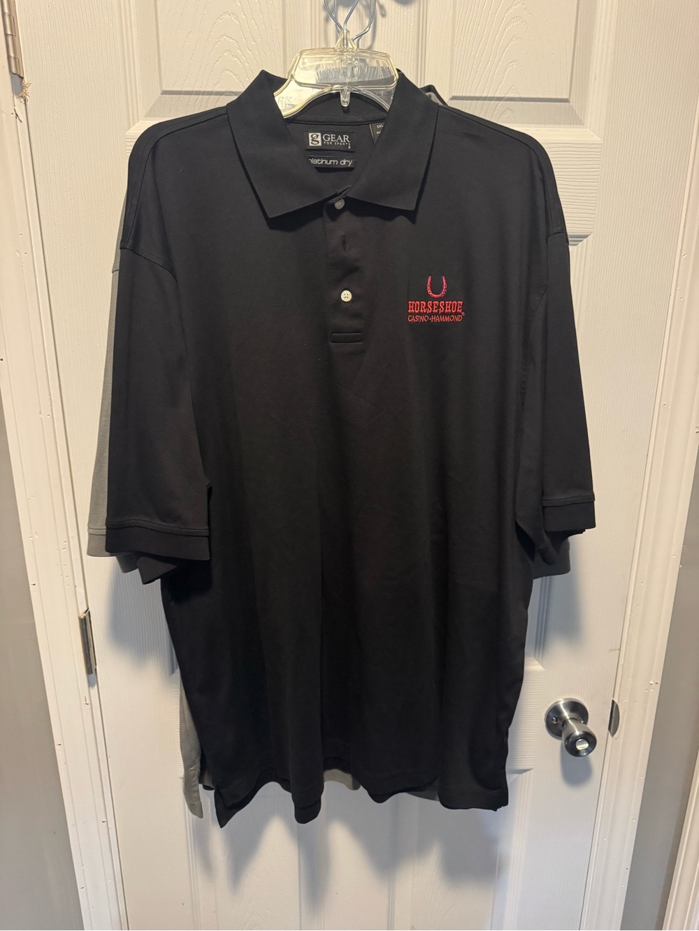 Gear For Sports Black Polo with Red Horseshoe Embroidery